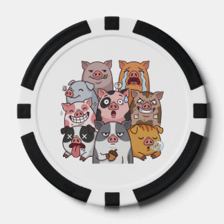 Lot De Jeton De Poker Funny Pig Mood Squad Cartoon