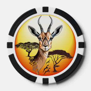 Lot De Jeton De Poker Gazelle Antelope africaine animal sauvage