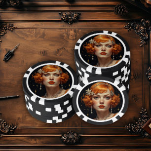 Lot De Jeton De Poker Glamour du Gatsby doré