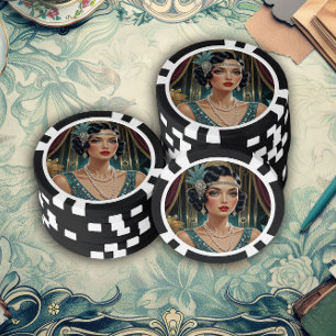 Lot De Jeton De Poker Glamour du Gatsby doré