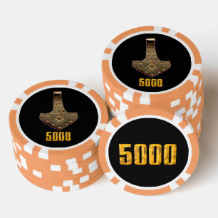 Lot De Jeton De Poker Gold Thor Hammer noir orange 5000 bande puce de po