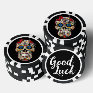 Lot De Jeton De Poker Gothique Araignée Noire Roses Ornements Crâne de s
