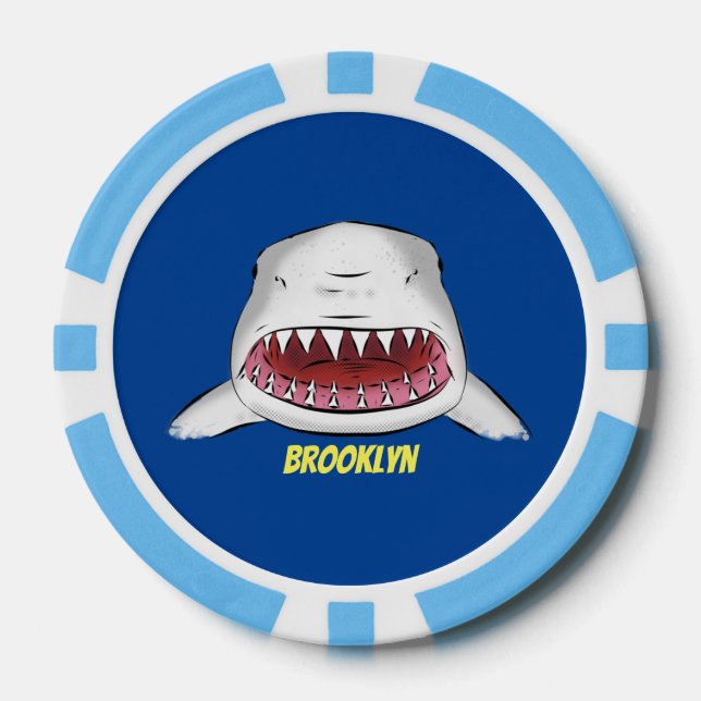 Lot De Jeton De Poker Grand requin blanc moyen dessin animé (Recto)