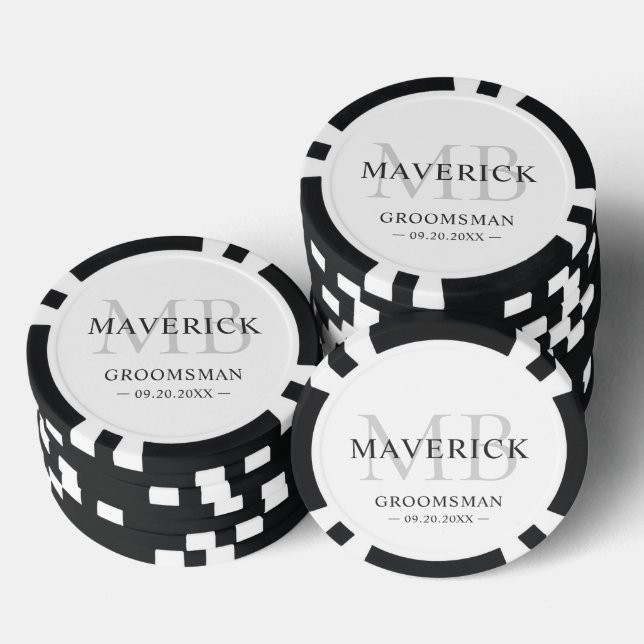 Lot De Jeton De Poker Groomsmen Cadeaux - Monogramme mariage Faveurs mei (Empiler)