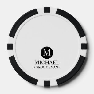 Lot De Jeton De Poker Groomsmen Personnalisé Classique Monogramme et nom