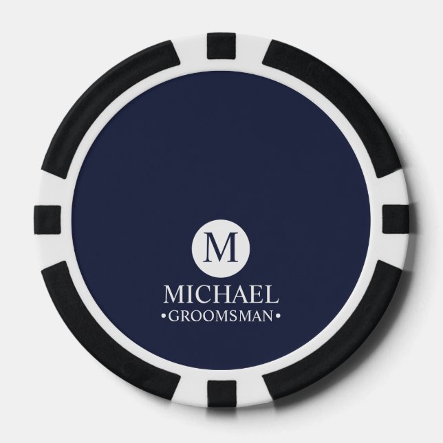 Lot De Jeton De Poker Groomsmen Personnalisé Classique Monogramme et nom (Recto)