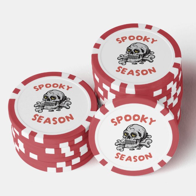 Lot De Jeton De Poker Halloween crâne de la saison éffrayante (Empiler)