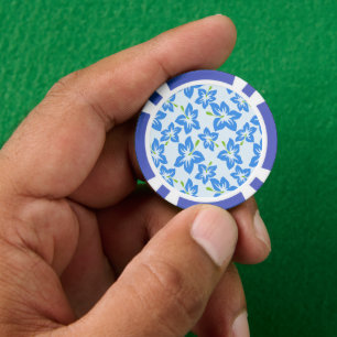 Lot De Jeton De Poker Hibiscus Bleu, Fleurs Bleues, Motif De Fleurs