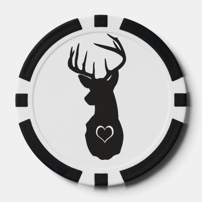 LOT DE JETON DE POKER HIPSTER DEER AU COEUR (Recto)