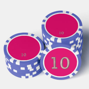 Lot De Jeton De Poker Hot rose bleu 10 puce de poker rayé