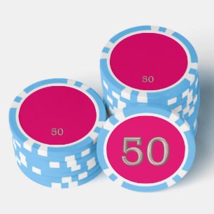 Lot De Jeton De Poker Hot rose bleu clair 50 puce de poker rayé