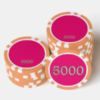 Hot rose orange 5000 puce de poker rayé