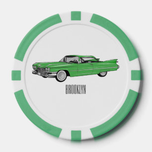 Lot De Jeton De Poker Illustration de dessin de voiture classique 1959