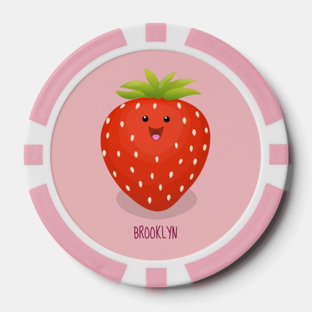 Lot De Jeton De Poker Illustration de la fraise Cute kawaii (Recto)