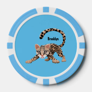 Lot De Jeton De Poker Illustration d'ocelot mignon