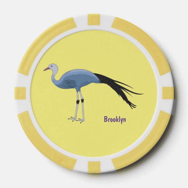 Lot De Jeton De Poker Illustration d'oiseau de grue bleue (Recto)