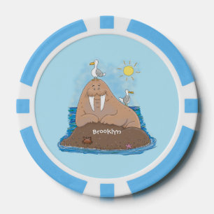 Lot De Jeton De Poker Illustration drôle de morse joyeux