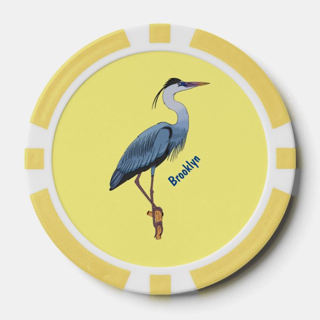 Lot De Jeton De Poker Illustration du grand héron bleu (Recto)