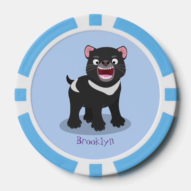 Lot De Jeton De Poker Illustration d'un diable de Tasmanie affamé (Recto)