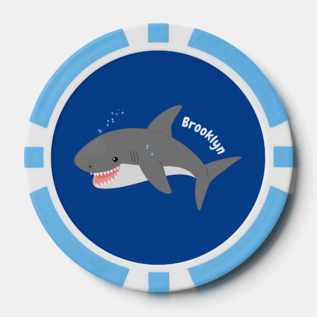 Lot De Jeton De Poker Illustration joyeuse du grand requin blanc (Recto)