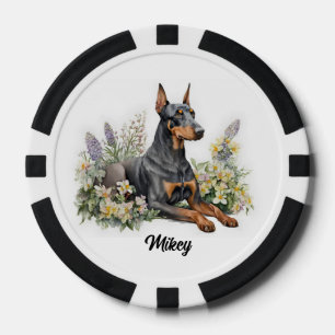 Lot De Jeton De Poker Image de chien mignon - Doberman -