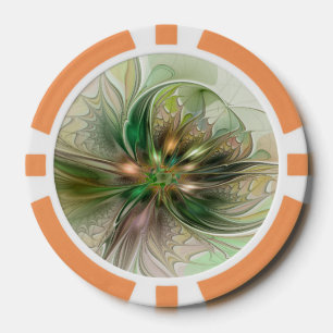 Lot De Jeton De Poker Imaginaire coloré Moderne Fleur Fractale Abstraite