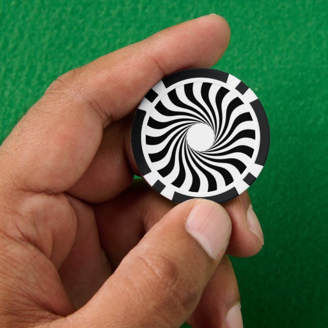 Lot De Jeton De Poker Impression spirale noire et blanche (main)