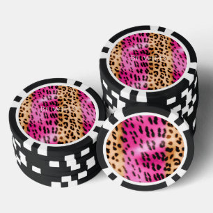 Lot De Jeton De Poker Imprimé léopard rose crème chic féminin