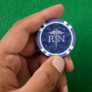 Lot De Jeton De Poker Infirmière inscrite RN Silber Caduceus Navy Blue C