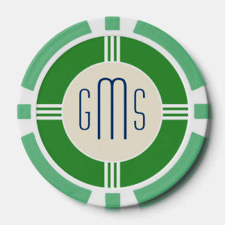Lot De Jeton De Poker Initiales Monogrammes Art Déco Personnalisé Poker 