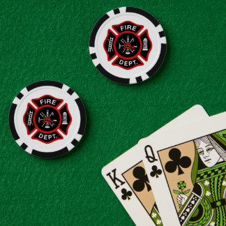 Lot De Jeton De Poker Insigne de pompier rouge