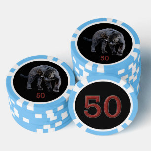 Lot De Jeton De Poker Jaguar Diablo noir lt bleu 50 puce de poker rayé