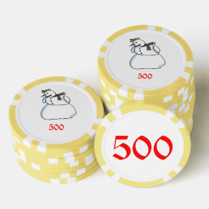 Lot De Jeton De Poker Jaune de neige 500 puce de poker rayé