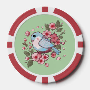 Lot De Jeton De Poker Joli bleu de printemps et aquarelle de fleurs de c