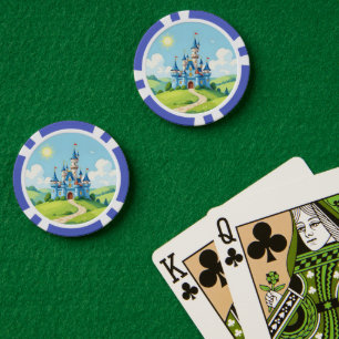 Lot De Jeton De Poker Joli château bleu et blanc