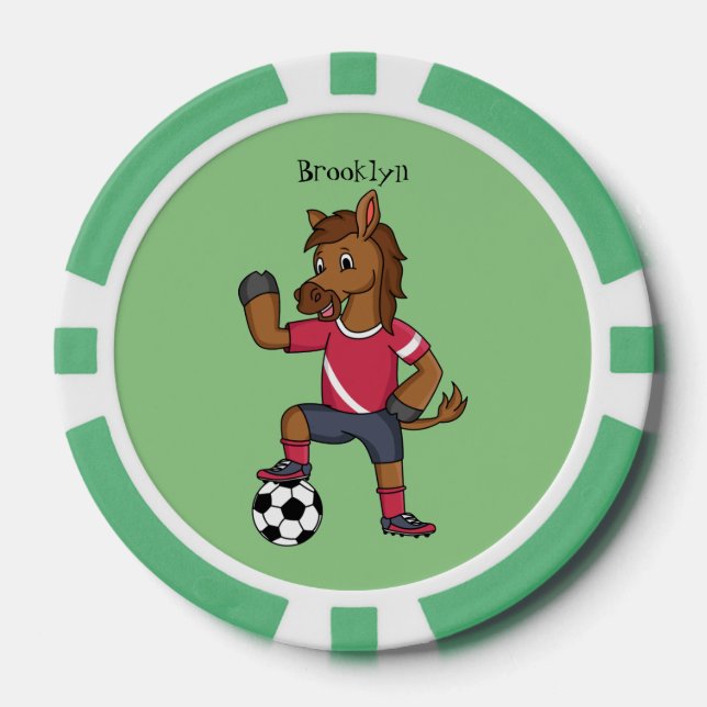 Lot De Jeton De Poker Joli cheval drôle jouant dessin de football (Recto)