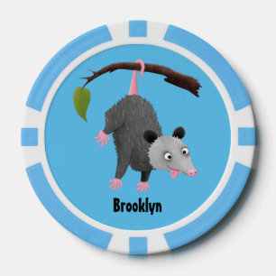 Lot De Jeton De Poker Joli opossum accroché à la branche dessin animé