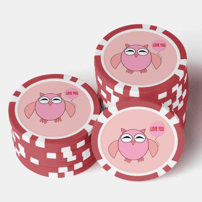 Lot De Jeton De Poker Joli Rose amour vous hibou (Empiler)