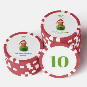 Lot De Jeton De Poker Joli salami surprend Noël dans du vert moelleux