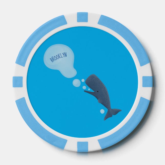 Lot De Jeton De Poker Jolie baleine à sperme soufflant bulles dessin (Recto)