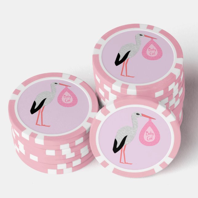 Lot De Jeton De Poker Jolie chatte rose bébé fille Stork (Empiler)