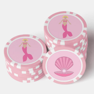 Lot De Jeton De Poker Jolie sirène d'Imaginaire rose