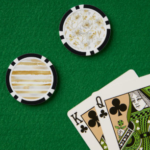 Lot De Jeton De Poker Jolies Fleurs Blanches Dorées 