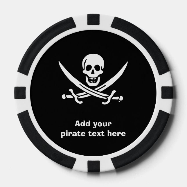 Lot De Jeton De Poker Jolly roger drapeau de pirate (Recto)