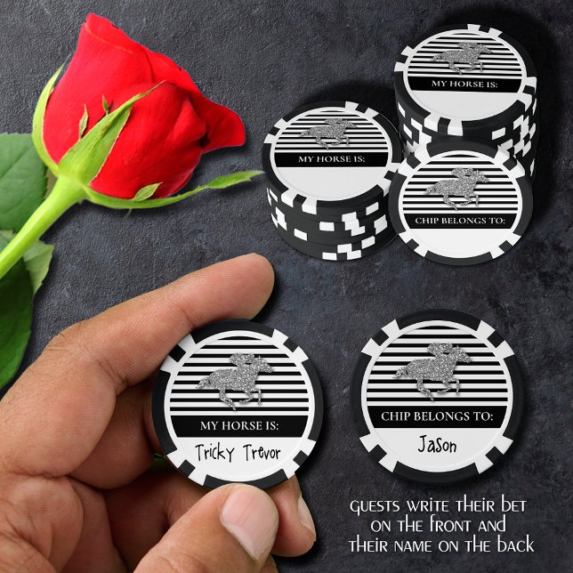 Lot De Jeton De Poker Jour Derby de l'hippocampe argenté (Guests can write their bet 
on the front and their name on the back of these poker chips)