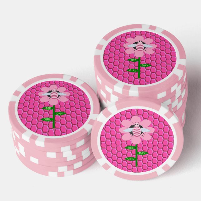 Lot De Jeton De Poker Joyeuse Bee Day Girl rose Anniversaire Bumblebee (Empiler)