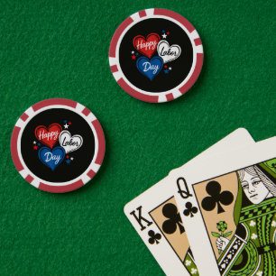 Lot De Jeton De Poker Joyeuse fête du Travail Patriotes Cœurs Rouge Blan