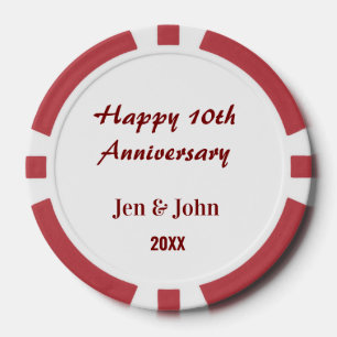 Lot De Jeton De Poker Joyeux 10ème anniversaire de mariage mauve nom sim