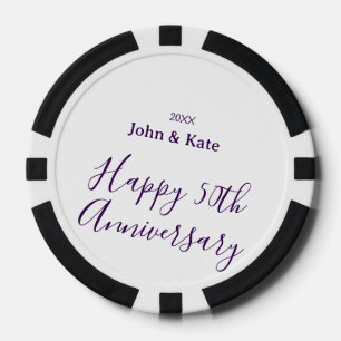 Lot De Jeton De Poker Joyeux 50e anniversaire nom violet année simple 