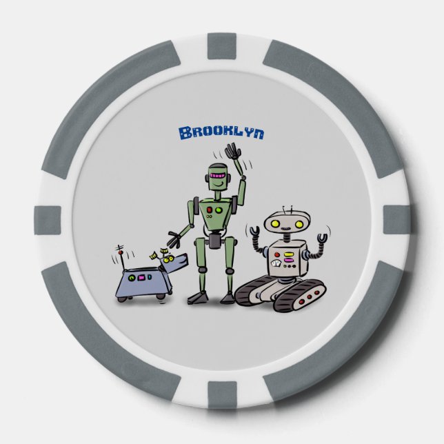 Lot De Jeton De Poker Joyeux joli dessin de trois robots trio (Recto)